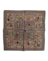 Dolce & Gabbana Brown Silk Printed Square Men Foulard Scarf